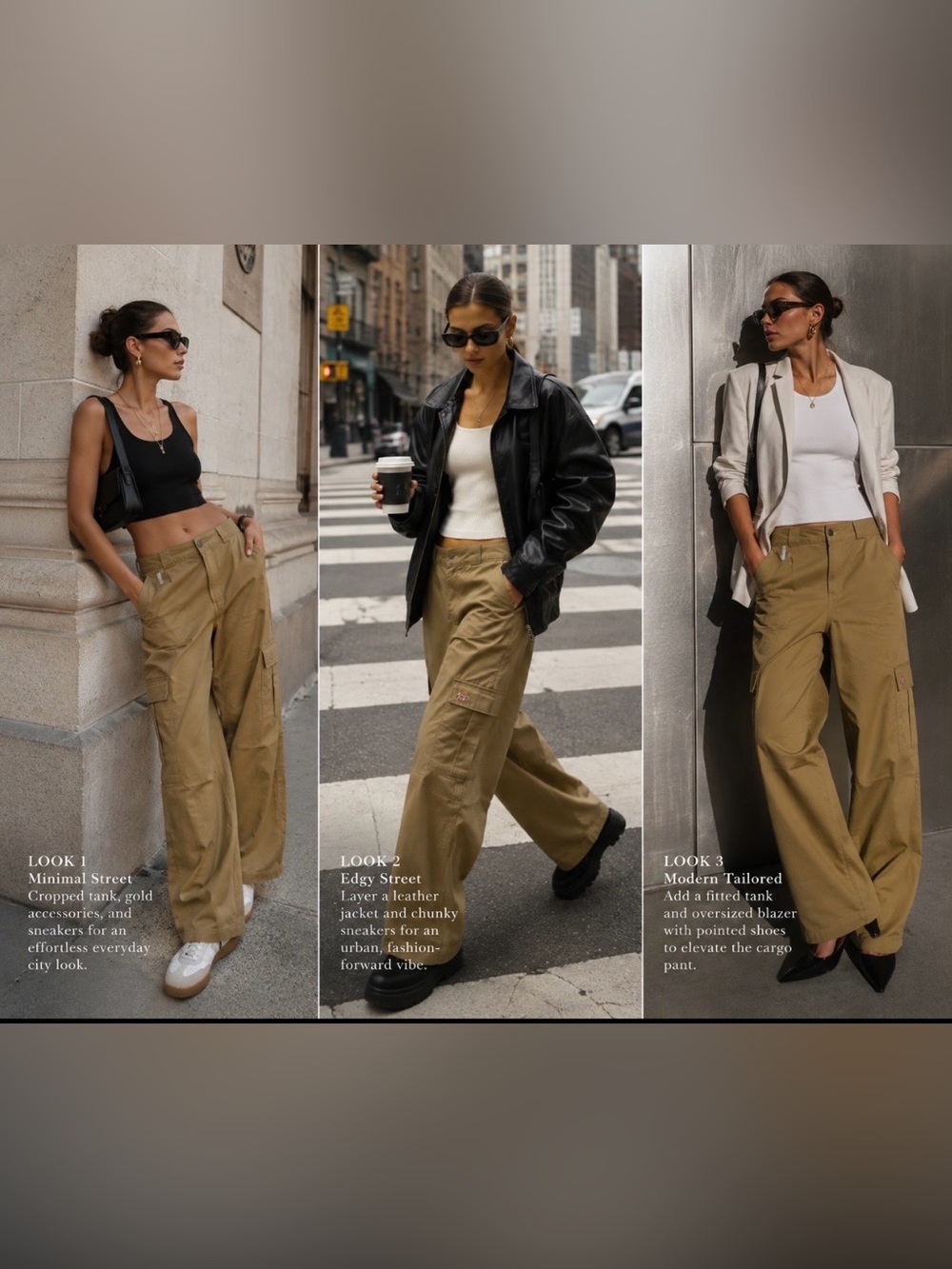 Dickies Women's Wide-Leg Cargo Pants in Khaki